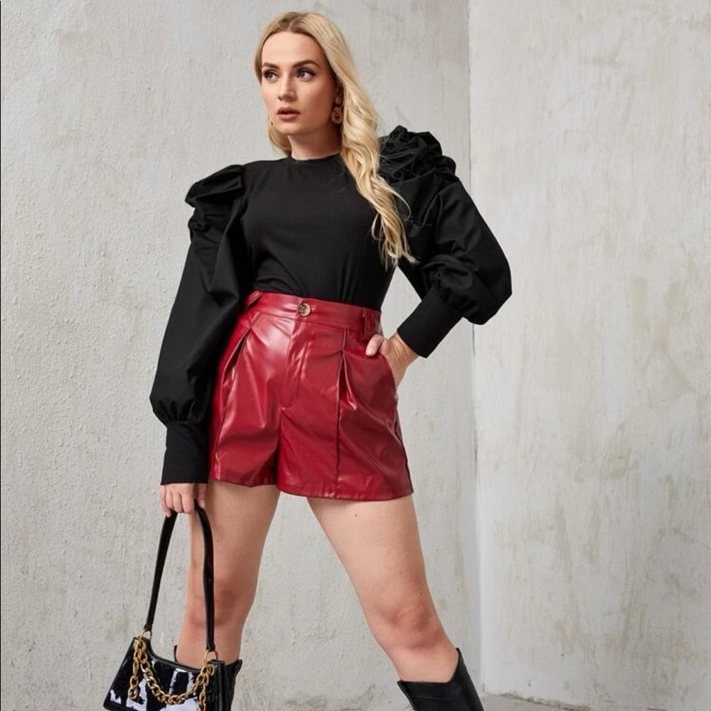 Plus Solid Leg-of-Mutton Sleeve Bodysuit